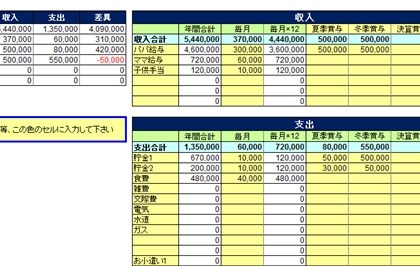 無料配信Excelテンプレート【年間家計管理 年間支出管理 家計簿】